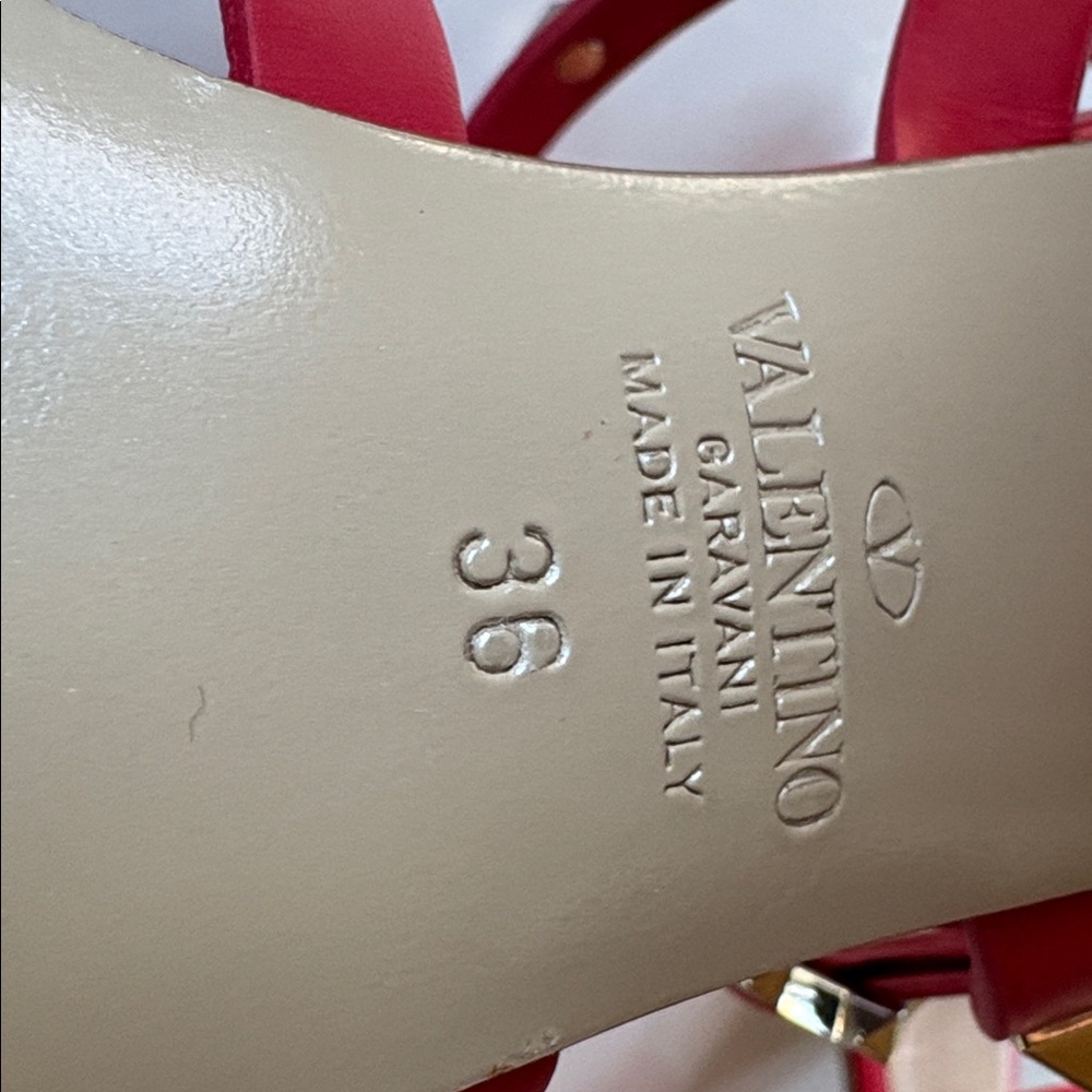 Valentino Garavani Red Studded Block Heel Sandals - Picture 5 of 5